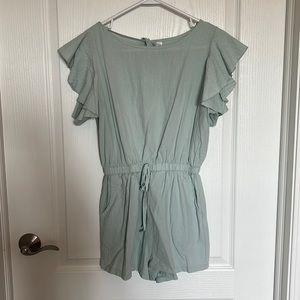 Sage green flutter sleeve romper